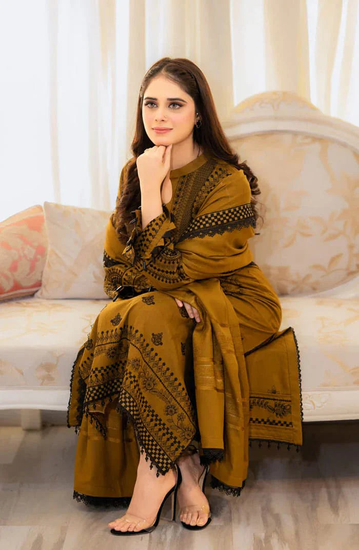 Heavy Embroidered Dhanak Suit (Embroidered Dhanak Shawl)